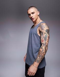 Майка из льняной смеси с круглым вырезом ASOS DESIGN цвета древесный уголь