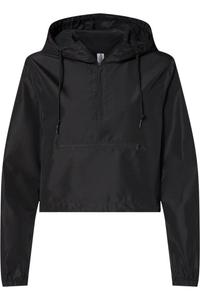 Independent Trading Co. Женская легкая укороченная ветровка с застежкой-молнией на четверть длины, черный