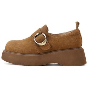 Повседневные однобортные туфли женские цвета кэмел GOLDLION, Camel