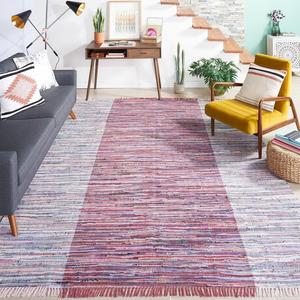 Ковер SAFAVIEH, 275 x 366 см, Rag Rug Collection, Red & Grey, ручной работы, богемная полоска, хлопок, идеально для помещений с высокой проходимостью в гостиной, спальне (RAR122Q)