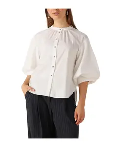 Белая хлопковая эластичная блузка Summum Woman, белый