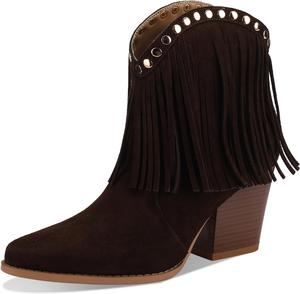 Женские сапоги TDD Western Gladiator на зиму, ботильоны до щиколотки с очень широкой голенью, ботинки для женщин Chelsea из кожи с массивным каблуком, праздничные, боевые, утепленные ковбойские сапоги на высоком каблуке, Xb Brown