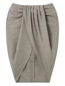 Юбка миди в тонкую полоску со сборками STELLA MCCARTNEY, серый
