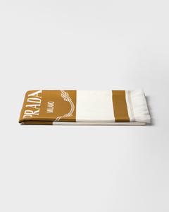 Хлопковое пляжное полотенце Prada, белый/бренди