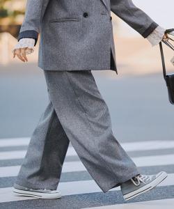 Широкие прямые брюки с двойной складкой Studio Clip, цвет Gray Mix02