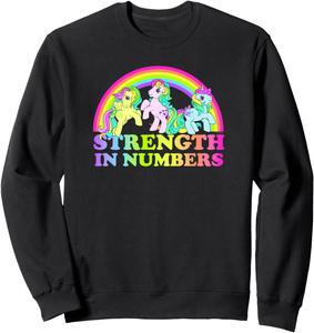 Толстовка My Little Pony Retro Strength In Numbers Rainbow Group, черная