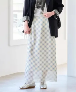 Прозрачная клетчатая облегающая юбка U By Spick&Span, цвет Sax Blue B