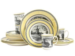 КОМПЛЕКСНЫЙ НАБОР: Разноцветная желтая ветряная мельница, 16 предметов, на 4 персоны Creatable, мультиколор