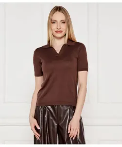 Шелковая рубашка-поло Regular fit Weekend Maxmara, коричневый