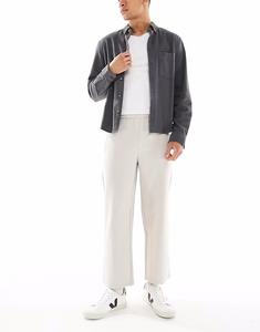 Брюки широкого кроя бежевого цвета Bershka