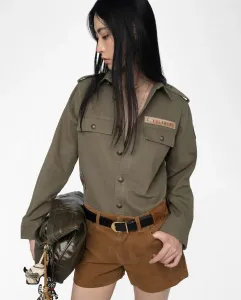 Женская рубашка-оверсайз Taskam с длинными рукавами из хлопка Zadig & Voltaire, зеленый