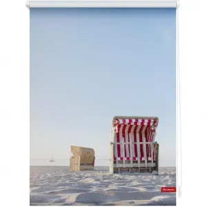 Рулонная штора с боковым управлением Rollo Klemmfix, без сверления, непрозрачная, полосатая, как кресло у пляжа непрозрачная, защита от бликов | Защита от посторонних взглядов, подвешивается свободно Lichtblick Original, синий/бежевый/белый