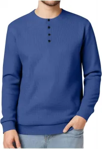 Мужская флисовая толстовка с длинным рукавом и воротником-хенли