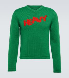 Вышитый свитер из смесовой шерсти ERL, зеленый