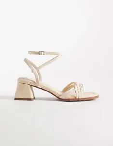 Босоножки на среднем каблуке ASOS DESIGN Wide Fit Humble с плетеной отделкой и камнями