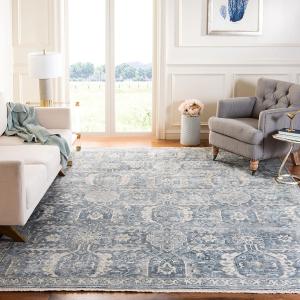 Ковер SAFAVIEH, 183 x 275 см, Haj Jalili Collection, Light Blue, ручной работы, традиционный восточный из шерсти и вискозы, идеален для помещений с высокой проходимостью в гостиной, спальне (HJ1276M)