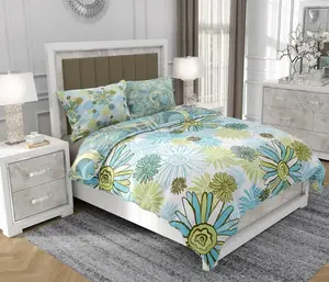 Постельное белье 200x220 см + 2x70x80 см, 3-х предметное, 100% хлопок, сатин, молния, небесно-голубой - | So.9064 SOVIO