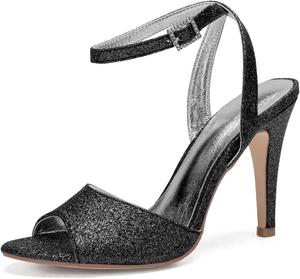 Босоножки на высоком каблуке для женщин, классические босоножки на каблуке, женские туфли на высоком каблуке с открытым носком и ремешком на щиколотке, свадебные туфли, каблук 10,5 см, для вечеринок и свадеб (Цвет: темно-синий, Размер: 5 UK) Generic