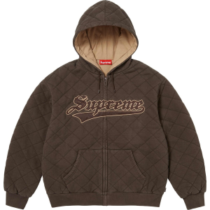 Стеганый свитер с капюшоном на молнии Supreme, коричневый