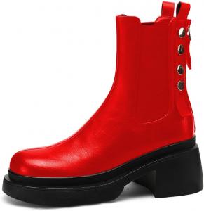 Женские ботильоны YDN на платформе с круглым носком, эластичные у щиколотки, с заклепками и заклепками, на низком массивном каблуке, с застежкой на молнию сзади, для улицы, размеры 4-15 US, Red