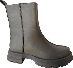 Женские классические боевые ботинки, кожаные ботильоны на платформе с массивной подошвой, длина до середины голени Generic, Grey