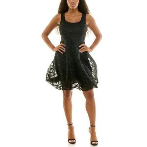 Женское платье-трапеция с квадратным вырезом без рукавов Nina Leonard, Black