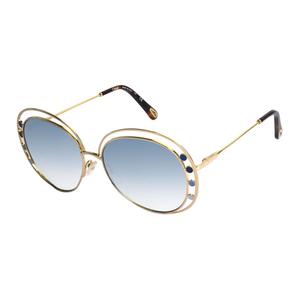 Chloé Chloe Metal Irregular Shape Sunglasses Unisex Gold