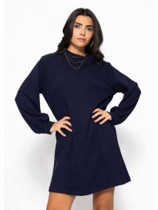 SASSYCLASSY Темно-синее платье-толстовка со стоячим воротником
