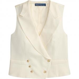 Polo Ralph Lauren Женский жилет бежевого и желтого цвета с лацканами, деловой костюм средней строгости