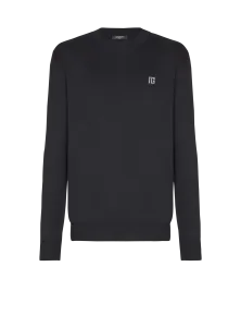 Джемпер из тонкого шелка и хлопка Balmain, черный