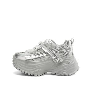 Rosa Bianca Женские низкие массивные кроссовки серебристые с овчинной стелькой, цвет Silver (Sheepskin Insole)