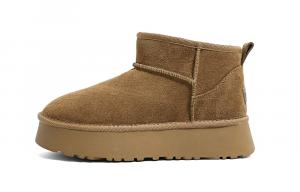 Зимние ботинки женские Huanqiu на толстой подошве, коричневый