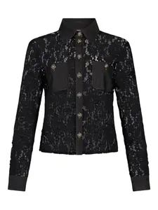 Рубашка с кружевными вставками из денима LIU JO, черный