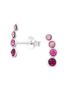 Alexander York Розовые серьги-гвоздики Crystal Row из серебра 925 пробы, комплект из 2 штук