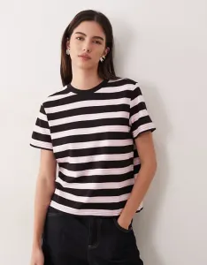 Классическая футболка Mango в розово-коричневую полоску