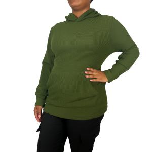 Женская термотолстовка с капюшоном Blue Ice свободного кроя из вафельной вязки, оливковый