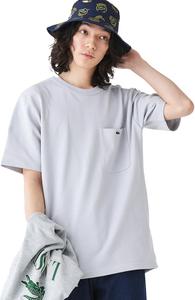 Мужская хлопковая трикотажная футболка Lacoste с коротким рукавом и карманом, серый
