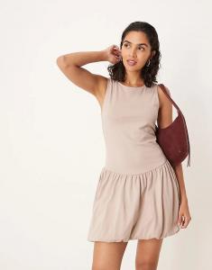 Мини-платье без рукавов с подолом-фонариком ASOS DESIGN цвета мокко