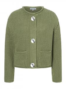 More & More Короткий ребристый кардиган зеленого цвета