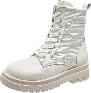 Женские ботильоны ZKXYFFS с шнуровкой, байкерские платформенные ботинки, боевые ботинки, панк, средней длины, военные зимние ботинки для женщин, White