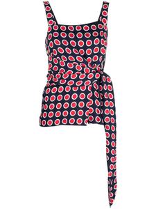 Boutique Moschino топ с поясом и узором в горох, синий