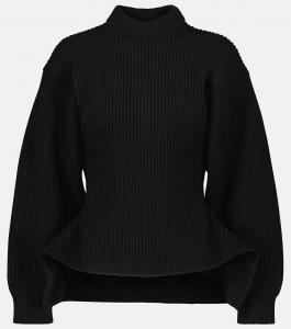 Свитер в рубчик из смесовой шерсти ALAÏA, черный