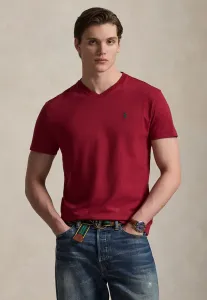 Классическая трикотажная футболка с v-образным вырезом, базовая футболка Polo Ralph Lauren, Heritage Red