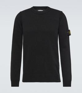 Свитер из смесовой шерсти с нашивкой-логотипом Stone Island, черный
