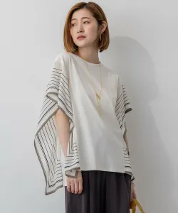 Топ с французскими рукавами и принтом в виде шарфа 23Rd Ward S, цвет Ivory X Light Khaki [502]