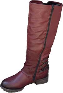 Женские сапоги выше щиколотки, платья, байкерские сапоги с застежкой-молнией, круглый носок, массивный низкий каблук, боевые, для езды, модные зимние сапоги Borniu, Wine