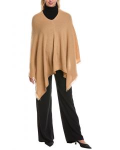 Амикале Асимметрированная кашемировая пончо с бахромой Amicale Cashmere, коричневый