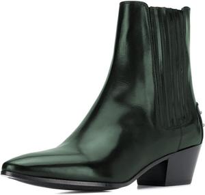 Женские классические закрытые ботильоны Pazzion с заостренным носком, украшенные заклепками, на низком устойчивом каблуке, зимние ботинки, универсальная обувь для поездок на работу и офиса, размеры US 4-16, Green