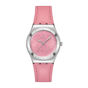 SWATCH Часы с кварцевым механизмом унисекс розовый циферблат ремешок из искусственной кожи