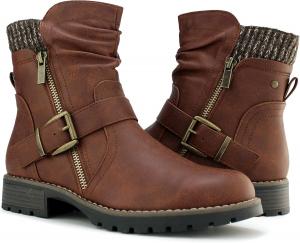 Женские тактические ботинки Hawkwell с модной боковой молнией и пряжкой, ботильоны, Brown